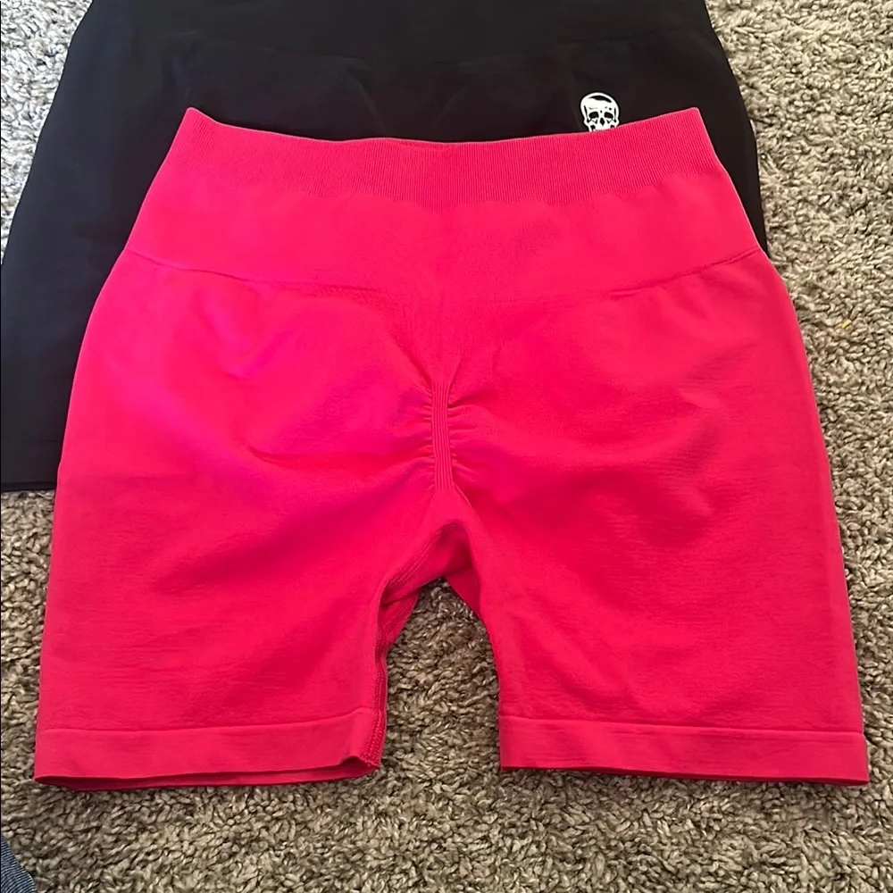 Black and Pink Skull Logo Shorts - Picture 2 of 5